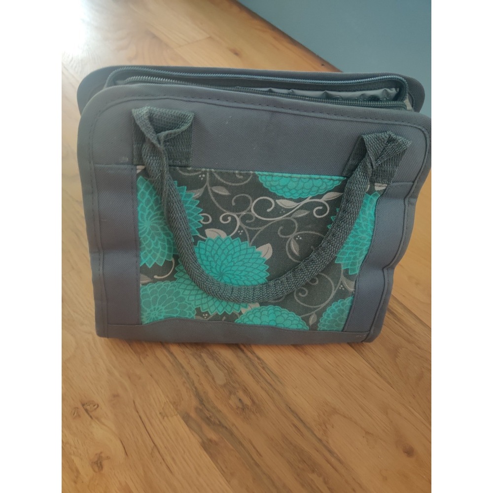 Sizzix Craft Storage Tote Organizer Bag - Gray &‎ Teal Floral Die-Cut Case